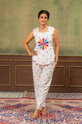 Charvi Pure Rayon Foil MirrorWork & Embroidered Kurti Pant Set