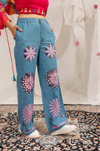 Ilaara Georgette Embroidery & Mirror Work Shrug Set with Rayon Blouse & Denim Jeans