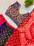 Rishika Printed Georgette Embroidery Work Lehenga with Banglory Silk Blouse & Dupatta