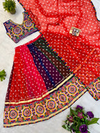 Rishika Printed Georgette Embroidery Work Lehenga with Banglory Silk Blouse & Dupatta