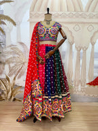 Rishika Printed Georgette Embroidery Work Lehenga with Banglory Silk Blouse & Dupatta