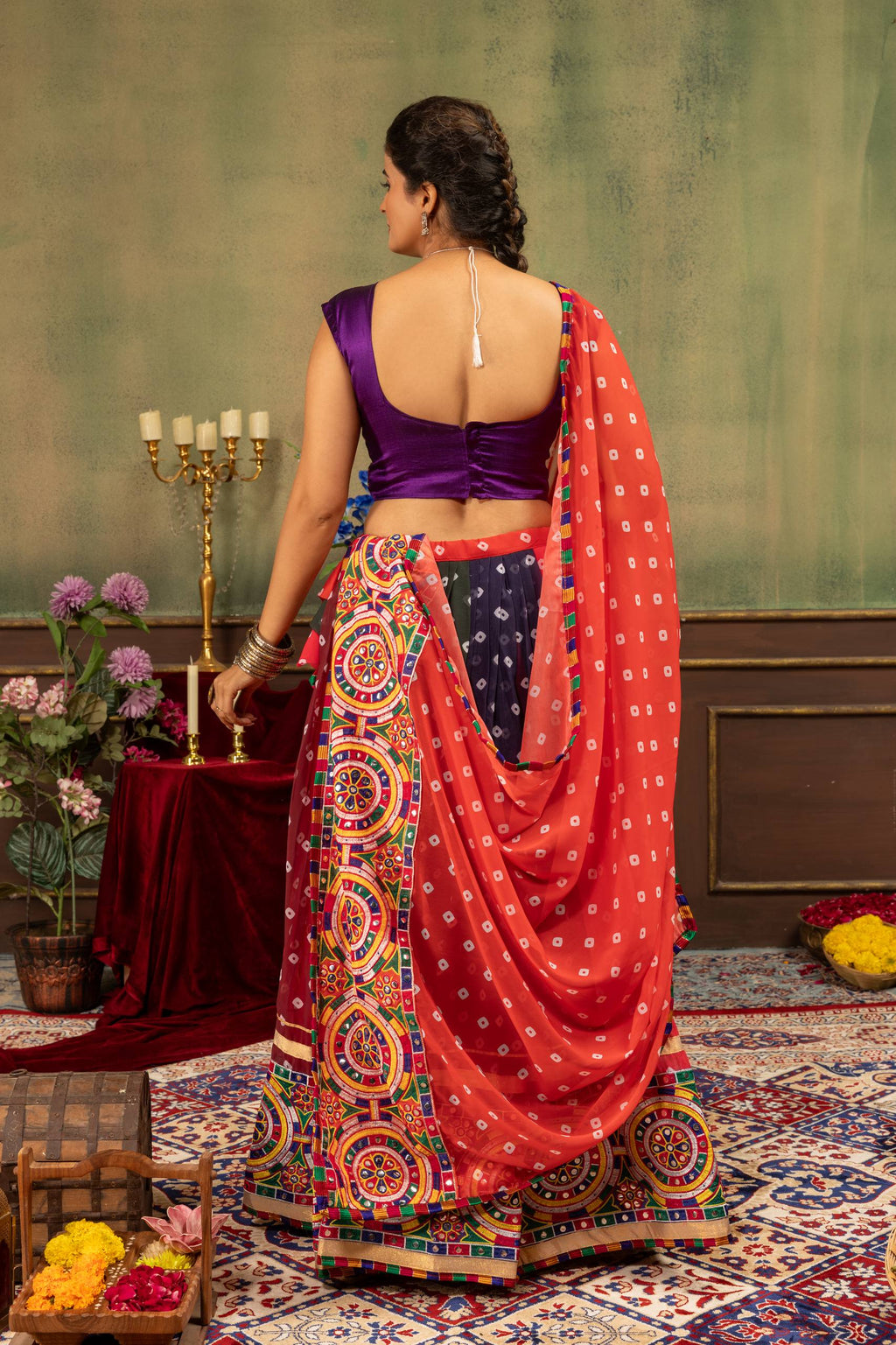 Rishika Printed Georgette Embroidery Work Lehenga with Banglory Silk Blouse & Dupatta