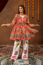 Aarshika Georgette Mirror Lace Work Kediya Top with Embroidered Denim Jeans