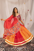 Aaradhita Georgette Diamond & Lace Work Lehenga with Mirror Work Blouse & Dupatta