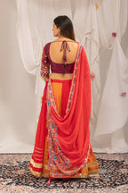 Aaradhita Georgette Diamond & Lace Work Lehenga with Mirror Work Blouse & Dupatta