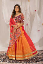 Aaradhita Georgette Diamond & Lace Work Lehenga with Mirror Work Blouse & Dupatta