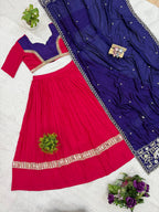 Bhanvi Pure Rayon Mirror & Embroidery Work Lehenga Choli Set with Beaded Dupatta