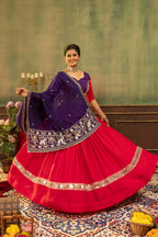 Bhanvi Pure Rayon Mirror & Embroidery Work Lehenga Choli Set with Beaded Dupatta