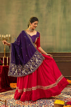 Bhanvi Pure Rayon Mirror & Embroidery Work Lehenga Choli Set with Beaded Dupatta