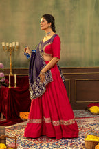 Bhanvi Pure Rayon Mirror & Embroidery Work Lehenga Choli Set with Beaded Dupatta