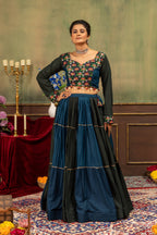 Vasundhara Pure Rayon Ruffle Lehenga with Embroidery & Mirror Work Blouse