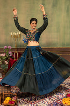Vasundhara Pure Rayon Ruffle Lehenga with Embroidery & Mirror Work Blouse