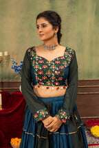 Vasundhara Pure Rayon Ruffle Lehenga with Embroidery & Mirror Work Blouse