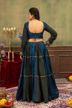 Vasundhara Pure Rayon Ruffle Lehenga with Embroidery & Mirror Work Blouse