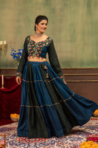 Vasundhara Pure Rayon Ruffle Lehenga with Embroidery & Mirror Work Blouse