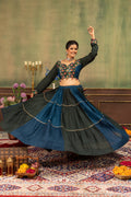Vasundhara Pure Rayon Ruffle Lehenga with Embroidery & Mirror Work Blouse