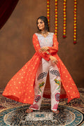 Chitrakshi Printed Georgette Embroidered Shrug with Embroidery & Mirror Work & Denim Jeans