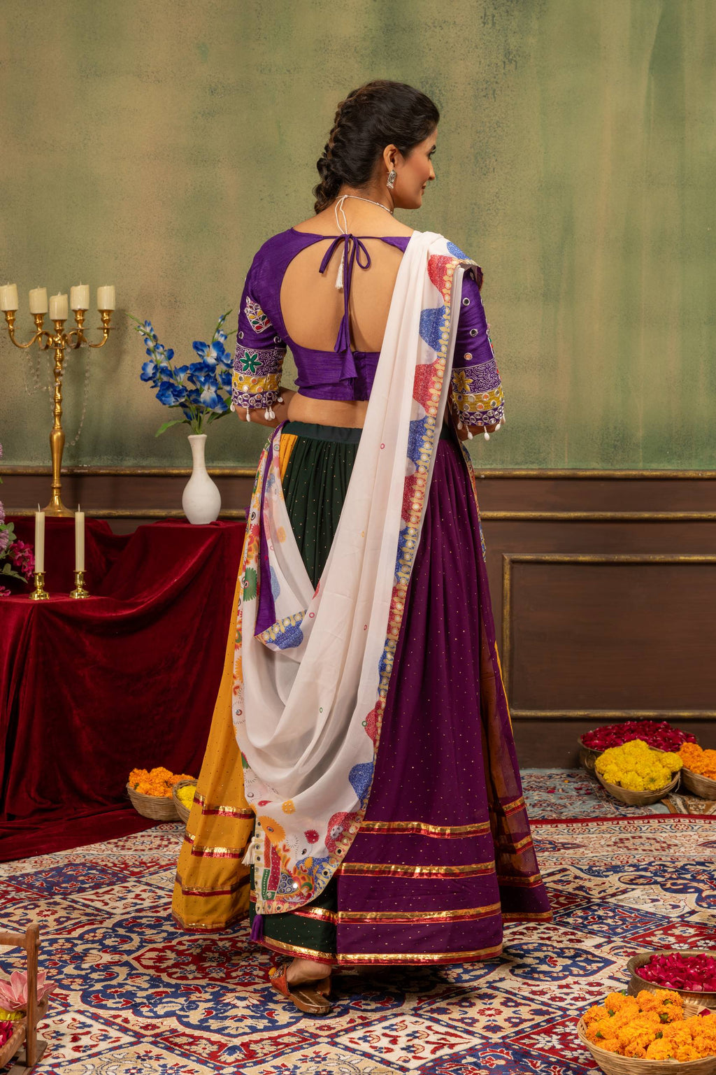 Aarini Georgette Lace Work Lehenga with Mirror Work Blouse & Dupatta