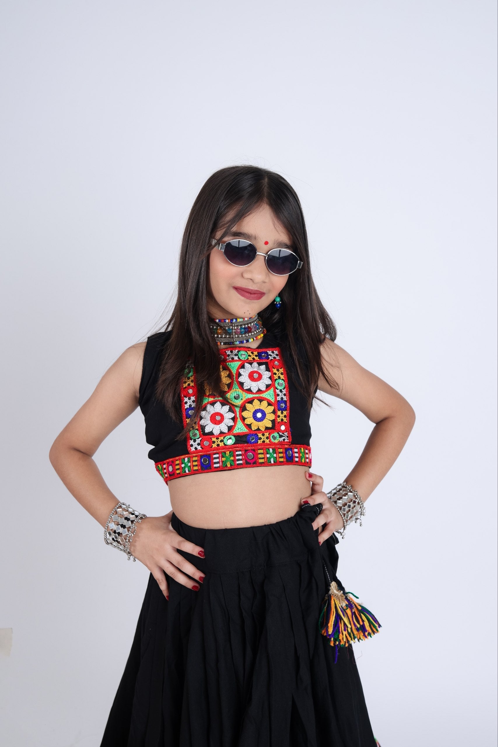 Arya Pure Rayon Cotton Embroidered Lehenga Choli Set for Girls