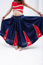 Ridhima Girls Navy Blue & Red Rayon Cotton Lehenga Choli with Gota Patti & Sequins Lace Work