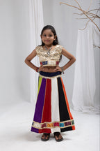 Anvika Multicolour Rayon Cotton Lehenga Choli | Bandhej, Mirror & Sequins Lace Work | Kids Festive Wear