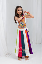 Iraya Multicolour Rayon Cotton Gota Patti Lehenga Choli | Gamthi Patch & Takiya Latkan Work | Kids Festive Wear