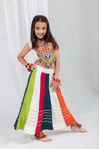 Iraya Multicolour Rayon Cotton Gota Patti Lehenga Choli | Gamthi Patch & Takiya Latkan Work | Kids Festive Wear