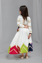 Nirvi Off-White Rayon Cotton Gota Patti Lehenga Choli | Real Mirror, Gamthi & Latkan Work | Navratri Special