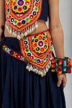 Mayuri Navy Blue Rayon Cotton Lehenga Choli with Kamar Belt | Real Kodi & Katchi Patch Handwork