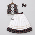 Ishmira Cotton Ajrakh Print Lehenga Choli | Gota Patti, Kodi Lace & Samosa Latkan | Festive Ethnic Wear