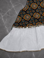 Aarvisha Floral Cotton Printed Lehenga Choli | Peplum Blouse, Mirror Lace & Tassel Details | Garba & Festive Wear