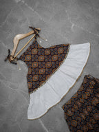 Aarvisha Floral Cotton Printed Lehenga Choli | Peplum Blouse, Mirror Lace & Tassel Details | Garba & Festive Wear