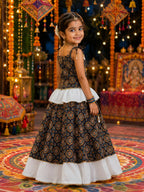 Aarvisha Floral Cotton Printed Lehenga Choli | Peplum Blouse, Mirror Lace & Tassel Details | Garba & Festive Wear