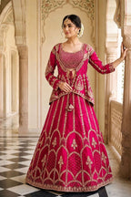 Dhruvi Heavy Crepe Silk Embroidered Lehenga Choli with Jacket | Thread & Sequins Work