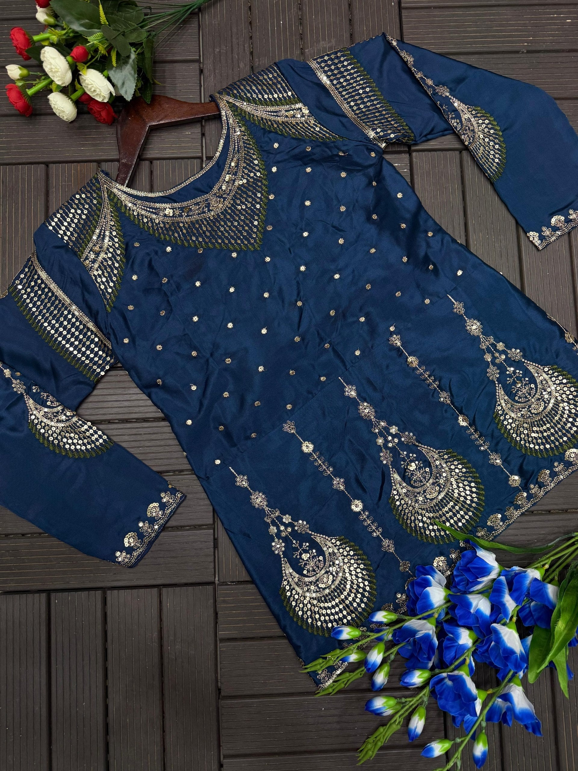 Dhruvi Heavy Crepe Silk Embroidered Lehenga Choli with Jacket | Thread & Sequins Work