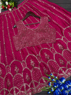 Dhruvi Heavy Crepe Silk Embroidered Lehenga Choli with Jacket | Thread & Sequins Work