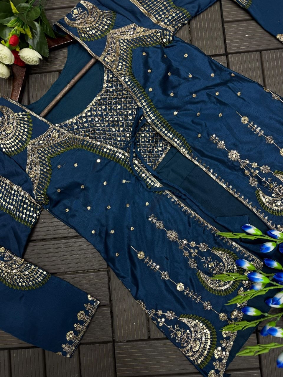 Dhruvi Heavy Crepe Silk Embroidered Lehenga Choli with Jacket | Thread & Sequins Work