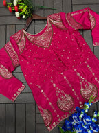 Dhruvi Heavy Crepe Silk Embroidered Lehenga Choli with Jacket | Thread & Sequins Work