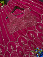 Dhruvi Heavy Crepe Silk Embroidered Lehenga Choli with Jacket | Thread & Sequins Work