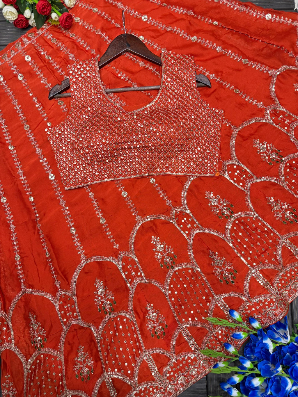 Dhruvi Heavy Crepe Silk Embroidered Lehenga Choli with Jacket | Thread & Sequins Work