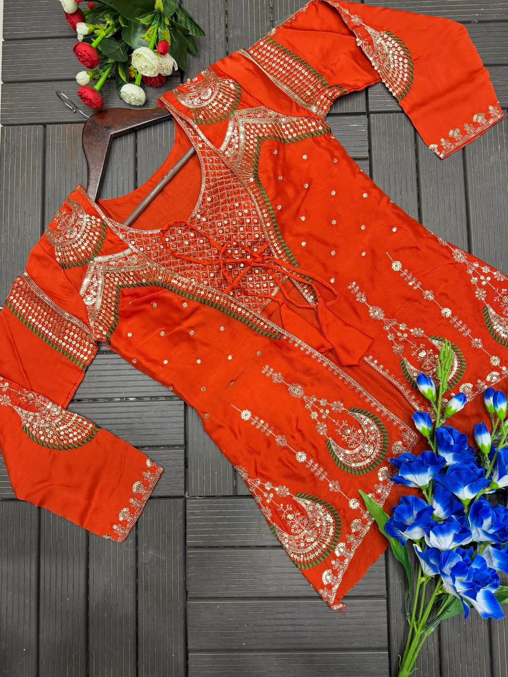 Dhruvi Heavy Crepe Silk Embroidered Lehenga Choli with Jacket | Thread & Sequins Work