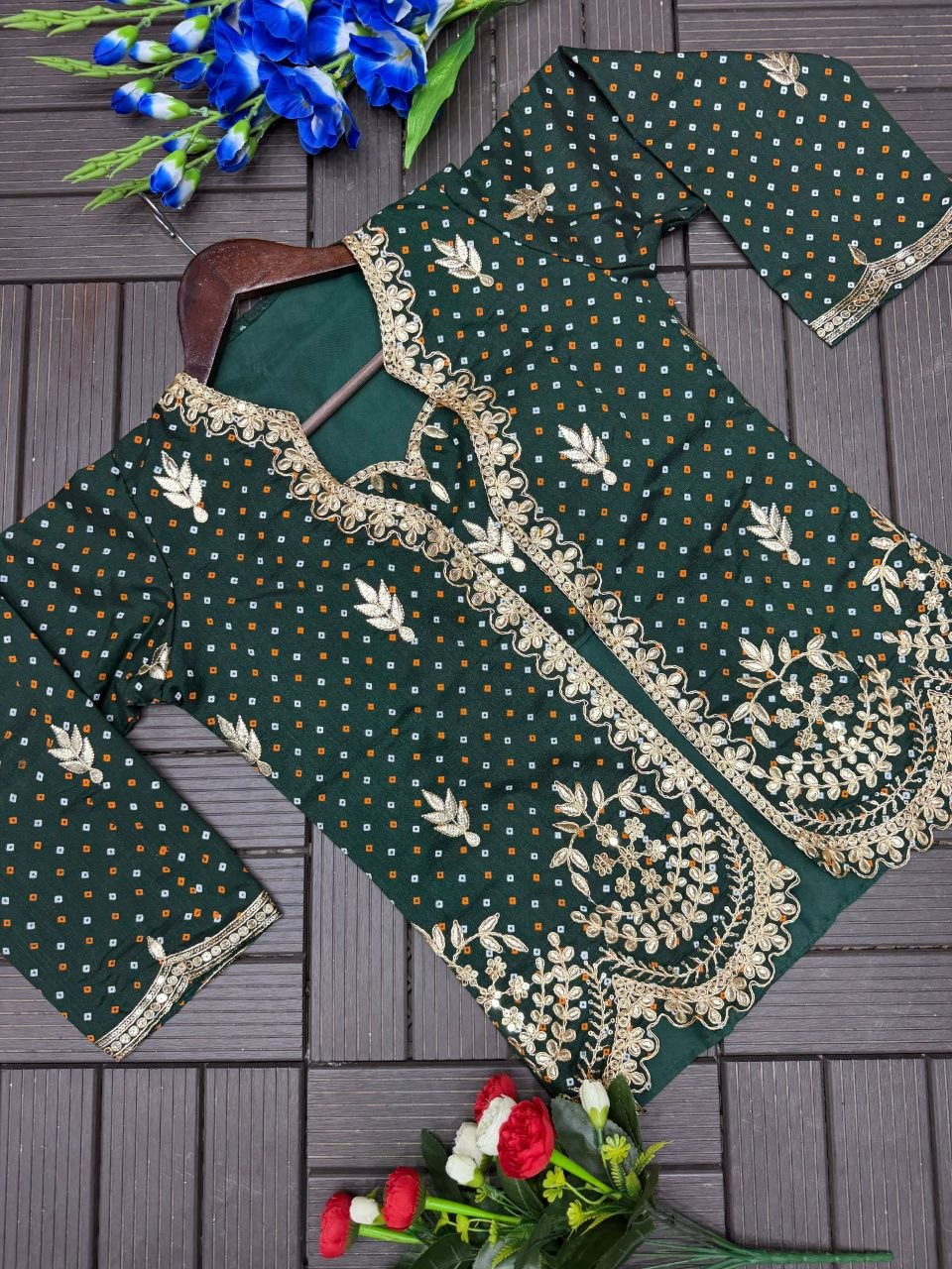 Anahita Vichitra Silk Thread & Sequins Embroidered Lehenga Choli with Jacket