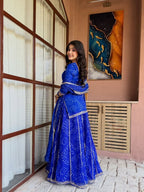 Mehervya Georgette Bandhani Print Kurta Palazzo Suit Set with Gotta Patti Lace Work
