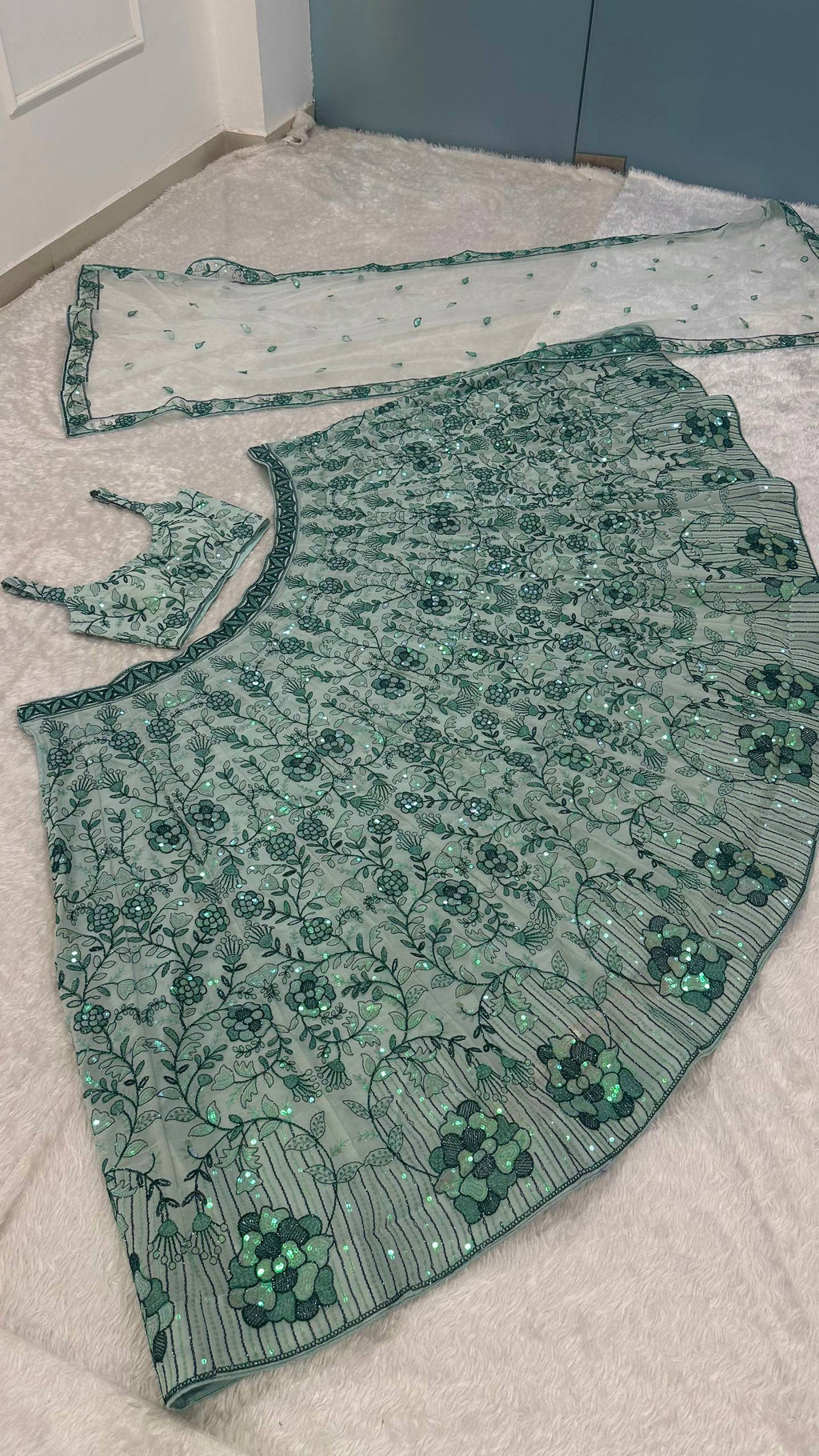 Ruhanvi Georgette Sequins, Dori & Thread Work Lehenga Choli with Net Dupatta