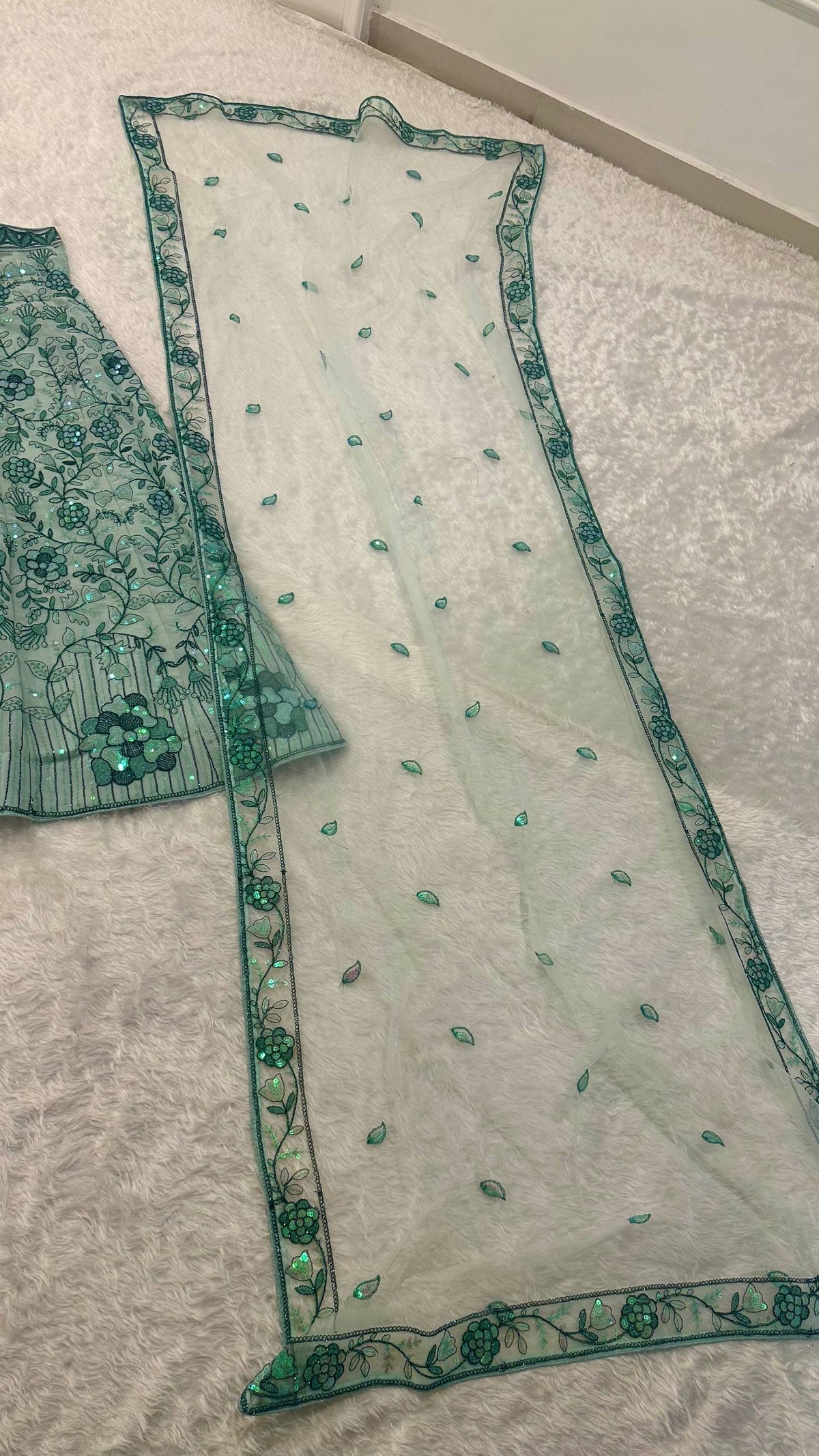 Ruhanvi Georgette Sequins, Dori & Thread Work Lehenga Choli with Net Dupatta