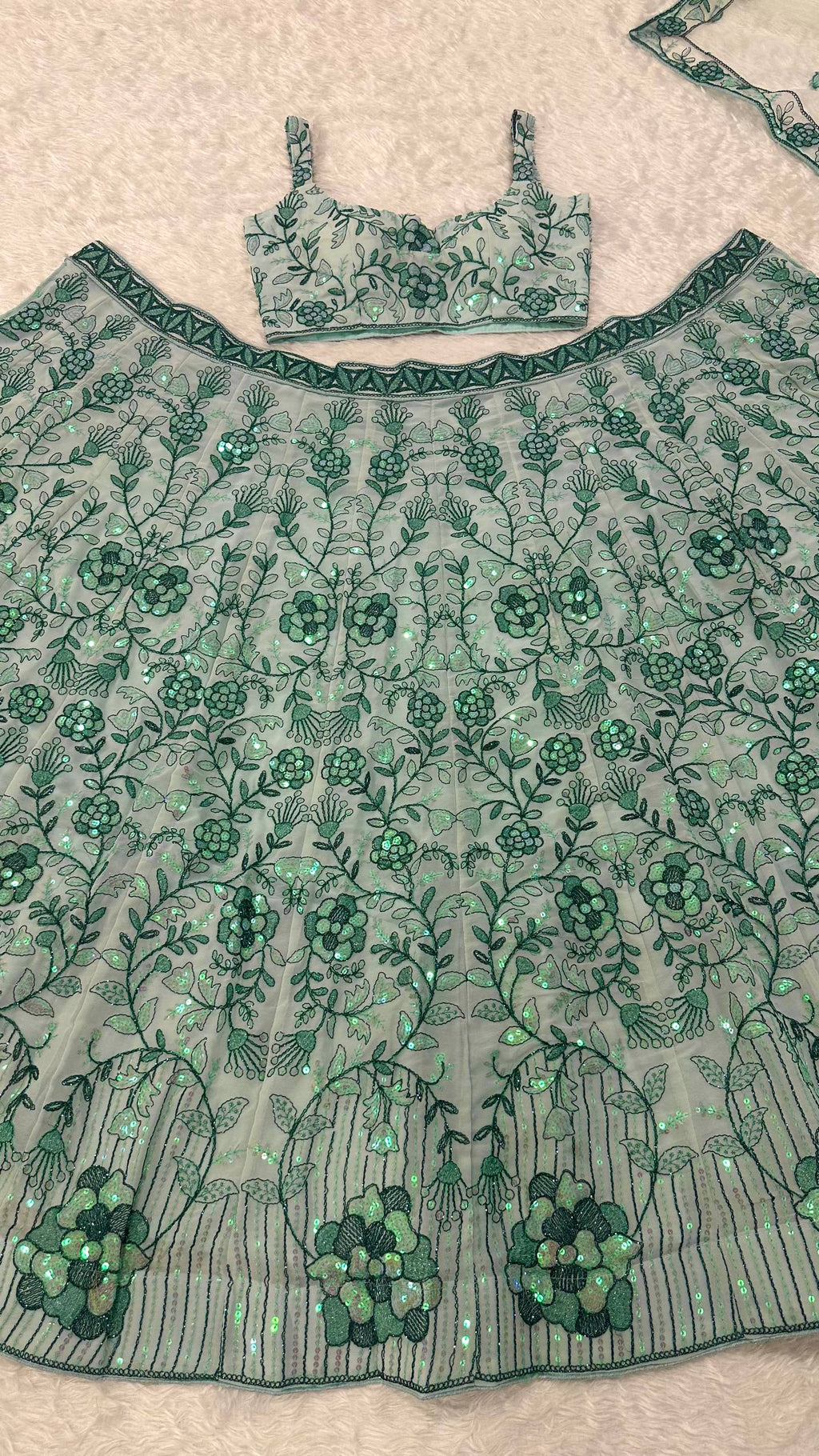 Ruhanvi Georgette Sequins, Dori & Thread Work Lehenga Choli with Net Dupatta