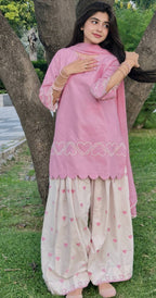 Zareesha Designer Heavy Roman Silk Multi Embroidery Work Top with Heavy Farshi Salwar