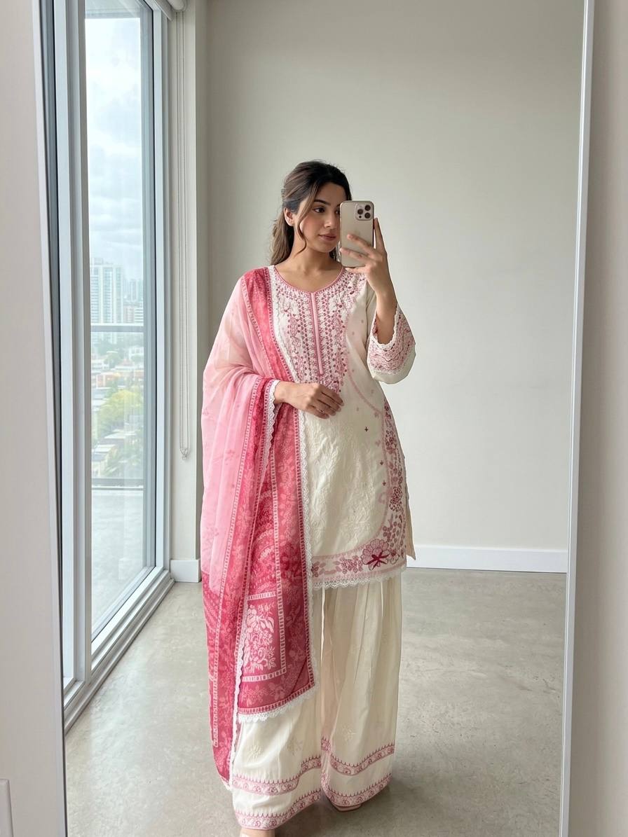 Zareen Noor Designer Satin Rayon Farshi Palazzo with Digital Print Dupatta