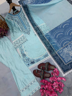 Zareen Noor Designer Satin Rayon Farshi Palazzo with Digital Print Dupatta