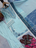 Zareen Noor Designer Satin Rayon Farshi Palazzo with Digital Print Dupatta